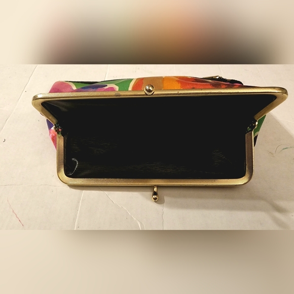 Tropical Floral clutch coin purse, makeup bag other end is zipper pouch - Picture 2 of 7